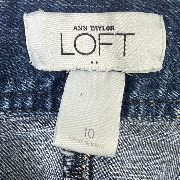 Ann Taylor LOFT Denim Mini Skirt Blue Size 10 Medium Wash Straight Stretch 90s - Picture 3 of 8